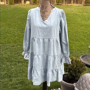 Denim tiered baby doll dress new